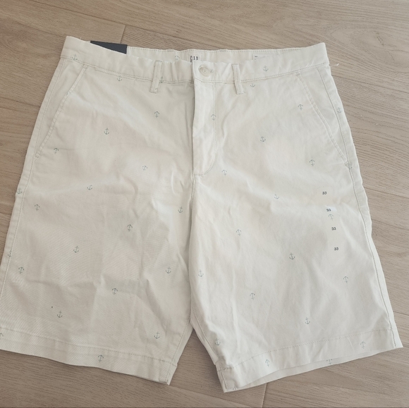 GAP ESSENTIAL KHAKI 10" SHORT white with blue anchors,GAPFLEX - Picture 3 of 6